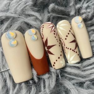 long square press on nails with rhinestones flowers French tips handmade custom